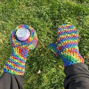 Rainbow Koozie Mitt and Mitten Set